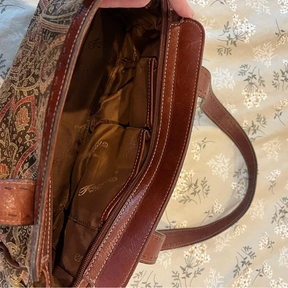 Vintage Fossil Brown Shoulder Bag Tapestry Design - Picture 8 of 8